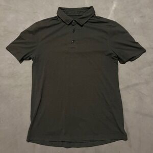 Lululemon Evolution Polo Mens Small Black Shirt Short Sleeve Stretch Performance
